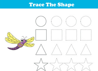 Tracing lines of different shape for kids with butterflies. Vector Illustration
