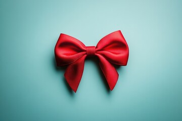 Red bow on blue background