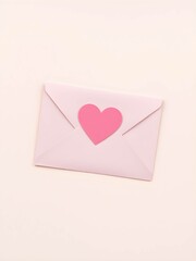 Pink envelope with paper pink heart