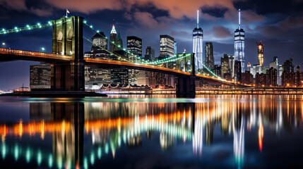 Fototapeta premium nyc_bright_bridge_landscape_at_night