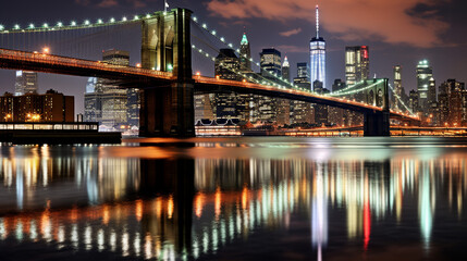 Fototapeta premium nyc_bright_bridge_landscape_at_night