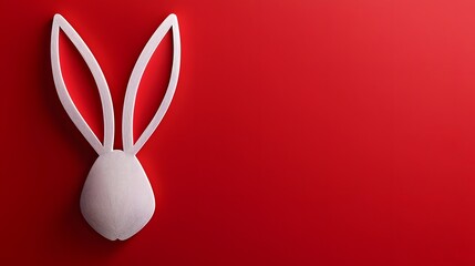 Obraz premium Paper Cut Style Easter Bunny Ears on Red Background