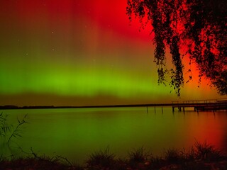 Polarlichter am Arendsee, Sachsen-Anhalt, 