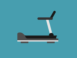 The image shows a treadmill against a blue background