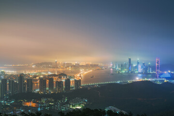 Overlooking the panoramic view and night scenery of Macau, China on July 26, 2024