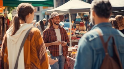 Car trade-in event at a vibrant street fair. Featuring local artisans and expert consultations