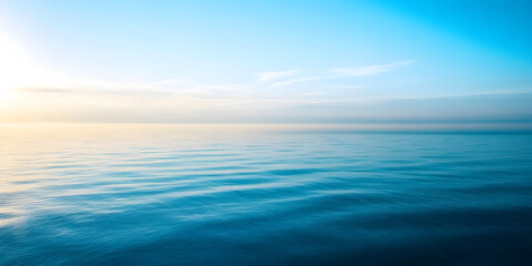 Obraz premium Serene Ocean with Calm Waters and Clear Sky at Sunrise Creating a Peaceful Morning Scene : Generative AI