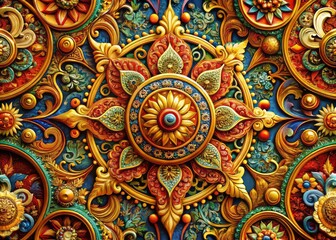 Intricate Ornate Abstract Wallpaper Design: Close-Up View of Swirling Patterns