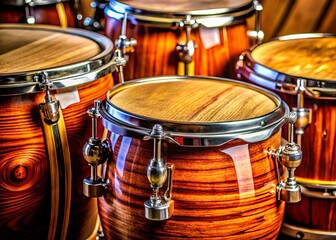 Obraz premium Latin Percussion Instruments: Close-Up Drum Detail, Conga, Bongo, Timbale Texture