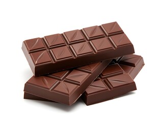 Fototapeta premium A broken chocolate bar isolated on white background