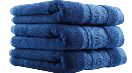 Soft Blue Bath Towels Stacked Neatly 