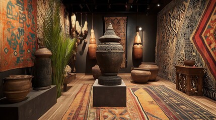 A vintage Thai artifact displayed in a cultural setting, surrounded by exotic patterns that highlight its heritage significance. 