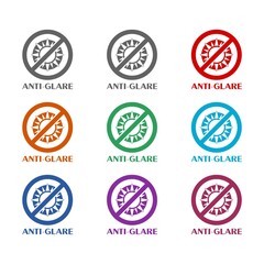 Anti glare sun  icon isolated on white background. Set icons colorful