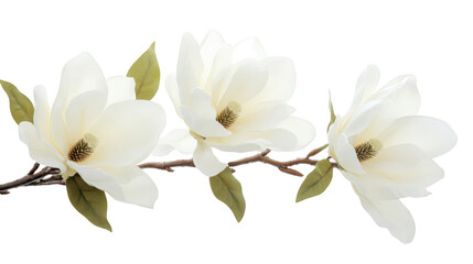 Fototapeta premium Elegant White Magnolia Flowers on a Branch