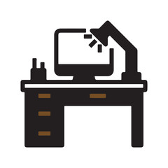 Obraz premium Modern Home Office Desk with Computer and Lamp