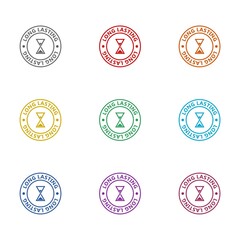 Long lasting sand clock icon isolated on white background. Set icons colorful
