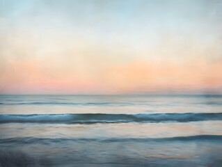 Fototapeta premium Dreamy Pastel Sunset over Calm Ocean Waves for Abstract Art Background : Generative AI