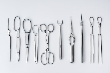 A Stunning Arrangement of Ten Polished Stainless Steel Kitchen Utensils