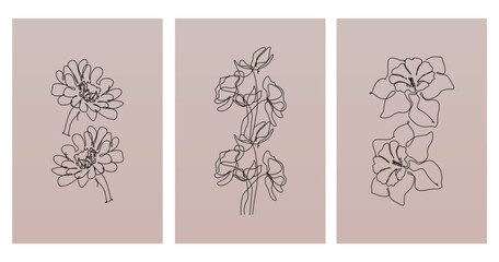 Line art botanical background illustration