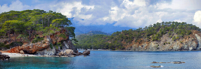 Phaselis Ancient City forest. Northern Necropolis - cemetery with elaborate tomb monuments. Turkey. Asia Minor