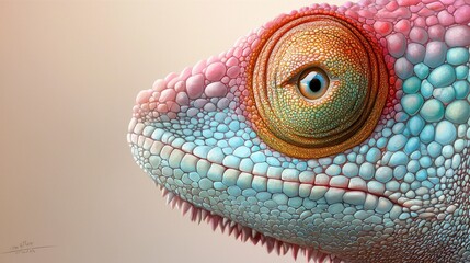 Fototapeta premium Detailed Close-Up of Colorful Lizard Head Showing Texture and Unique Features