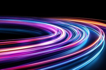Colorful Light Trails on Dark Background Creating Wave Patterns in Motion
