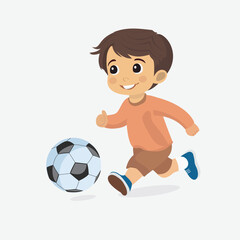 Boy Playing Football with Happiness