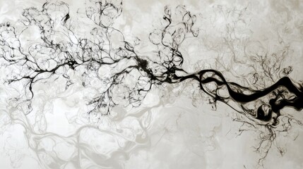 Abstract Artistic Pattern of Black Swirls on Light Background
