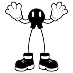 black and white illustration of a person cartoon character 