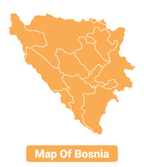 Bosnia country orange map simple flat border outline vector illustration