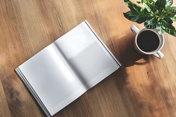 Blank mockup of a magazine layout design a open book