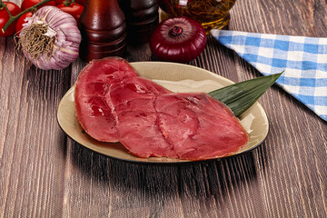 Raw tuna slises sashimi snack