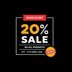 Mega sale 20% logo vector and illustration
