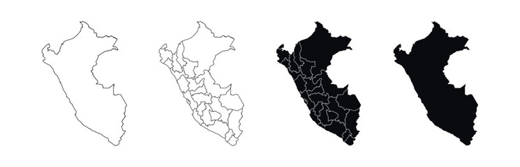 Peru Map vector icon. Map of Peru various styles.