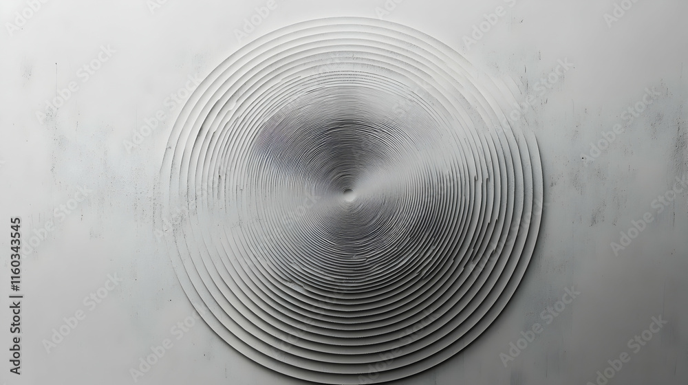 Poster a circular pattern with concentric rings on a smooth surface, creating a sense of depth.