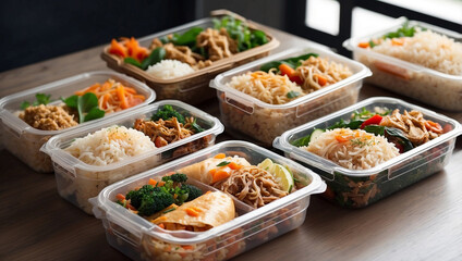 Modern Thai Food Lunch Boxes in Plastic for Culinary Presentation