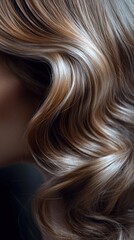 Fototapeta premium Hairstyle banner with a flowing, romantic hairstyle featuring soft waves and delicate volume, captured in 4K with bright, natural light to enhance its elegant style