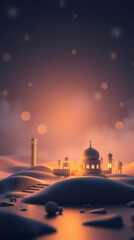 Obraz premium Serene Mosque at Sunset in the Desert