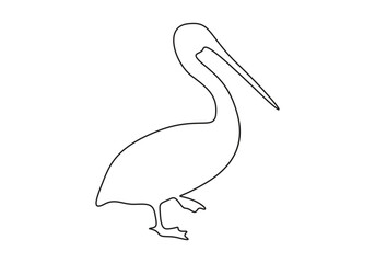 Pelican continuous single line drawing vector illustration