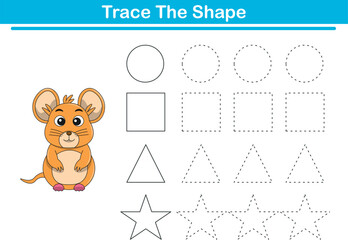 Fototapeta premium Tracing lines of different shape for kids with mouses. Vector Illustration