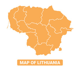 Lithuania country orange map simple flat border outline vector illustration