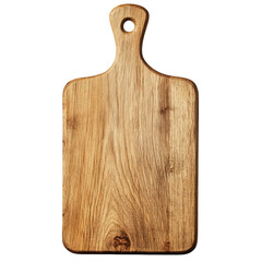 Wooden cutting board with handle isolated transparent background