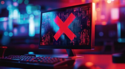 The Computer with Warning Sign