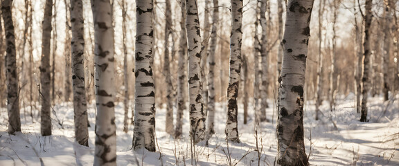 Obraz premium Beautiful winter scene with birches