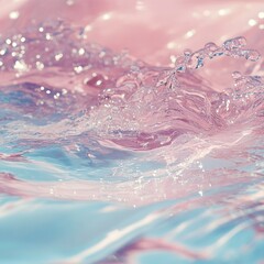 Close-up of pastel pink and blue water ripples and splashes. © Nurul