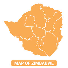Zimbabwe country orange map simple flat border outline vector illustration