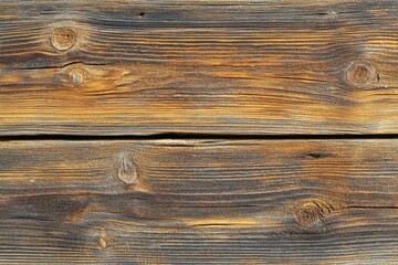 Naklejka premium Close-up of aged, weathered wood planks showing rich grain and texture.