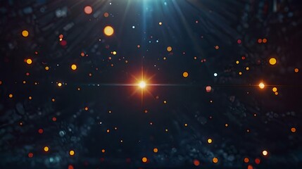 Starry Night Sky with Glowing Orbs - A visually striking image of a dark background featuring bright orbs in shades of orange and yellow, creating a starburst effect.
