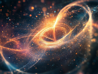 Obraz premium A mesmerizing cosmic swirl of vibrant colors and glowing particles, capturing the essence of deep space and the beauty of the universe.