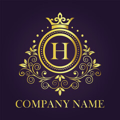 Letter H luxury gold logo concept